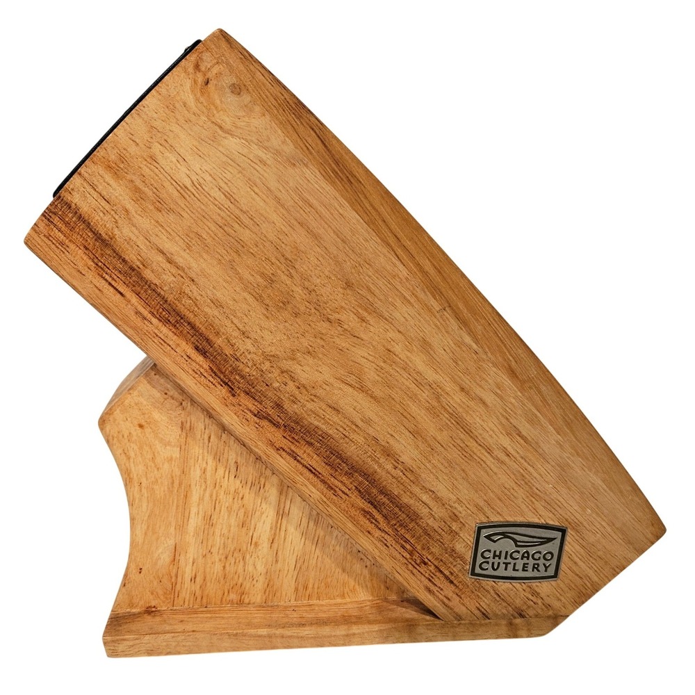 Chicago Cutlery Wood Knife Block Natural Brown 10 Slot Built-in Sharpener